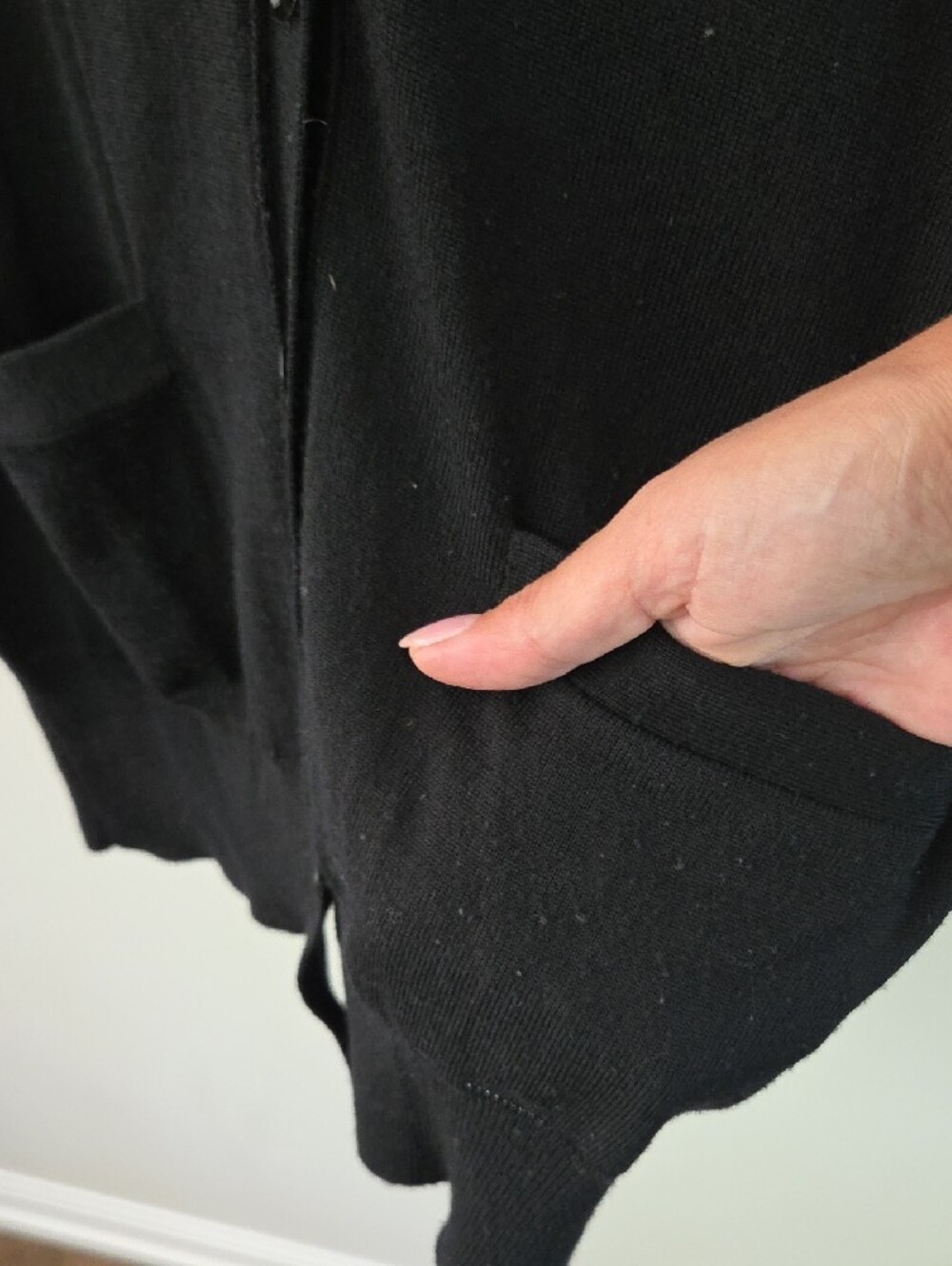 J. Crew 100% Merino Wool Black V-Neck Button Front Cardigan with Pockets - Picture 5 of 9